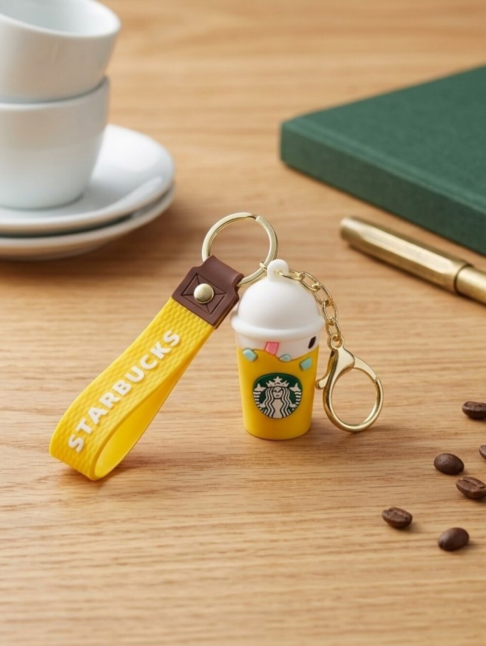 Starbucks Yellow Mini Cup Keychain with Strap